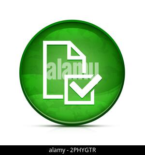 Icône de l'enquête (icône de la liste de contrôle) sur le bouton rond vert de la liste de contrôle Banque D'Images