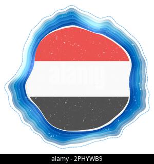 Drapeau du Yémen dans le cadre. Badge du pays. Panneau circulaire en couches autour du drapeau du Yémen. Illustration vectorielle créative. Illustration de Vecteur