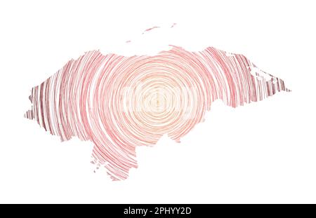 Carte Honduras remplie de cercles concentriques. Esquissez des cercles de style en forme de pays. Illustration vectorielle. Illustration de Vecteur