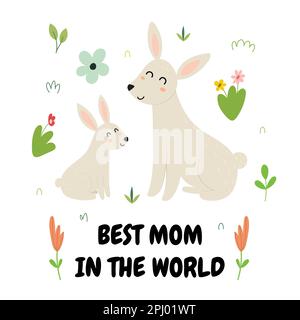 Meilleure maman au monde avec un joli lapin de mère et son lapin de bébé Illustration de Vecteur