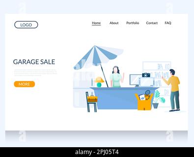 Modèle de conception de page d'arrivée de site Web vectoriel de vente de garage Illustration de Vecteur
