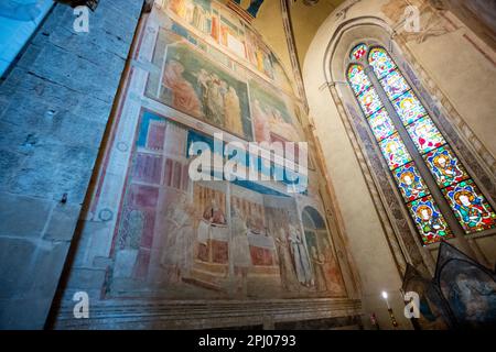 Les fresques de Giotto dans la chapelle Peruzzi à Santa Croce, Florence Banque D'Images