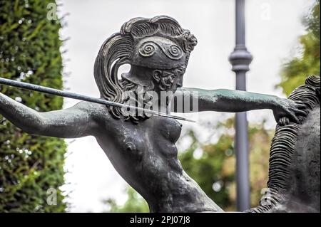 Sculpture, Equitation Amazone en face de la Villa Stuck, Bogenhausen, Munich, Bavière, Allemagne Banque D'Images