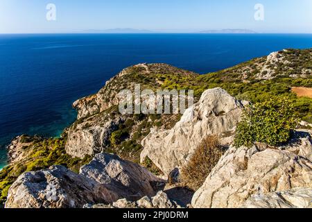 Vue de Johannitreburg, château ruine Kastellos de 1472, Kritinia, Rhodes, Grèce Banque D'Images
