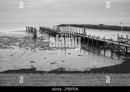 Jetée dans le port de Rantum, bassin de Rantum, Sylt, Île de la Frise du Nord, Frise du Nord, Mer du Nord, Schleswig-Holstein, Allemagne Banque D'Images