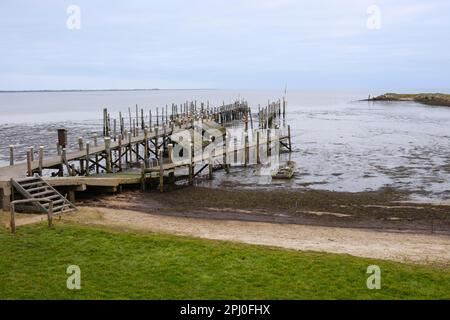 Jetée dans le port de Rantum, bassin de Rantum, Sylt, Île de la Frise du Nord, Frise du Nord, Mer du Nord, Schleswig-Holstein, Allemagne Banque D'Images