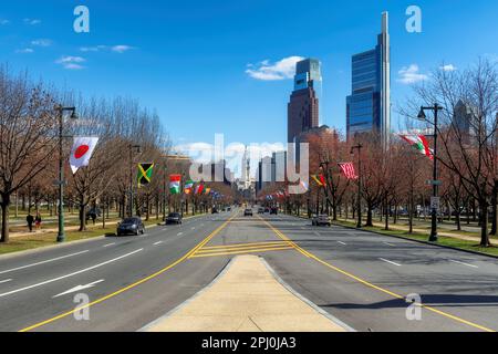 Vue sur la ville de Philadelphie dans une belle journée ensoleillée de printemps Banque D'Images