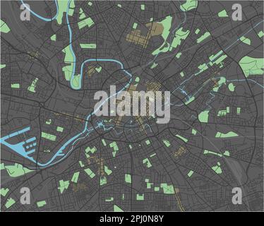 Carte Manchester Vector aux couleurs sombres. Illustration de Vecteur