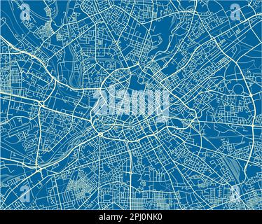 Carte de la ville de Manchester à vecteur bleu et blanc avec des couches séparées bien organisées. Illustration de Vecteur