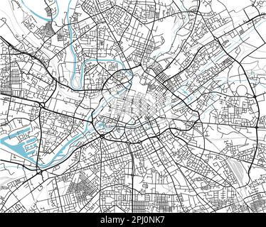 Carte de la ville de Manchester à vecteur noir et blanc avec des couches séparées bien organisées. Illustration de Vecteur