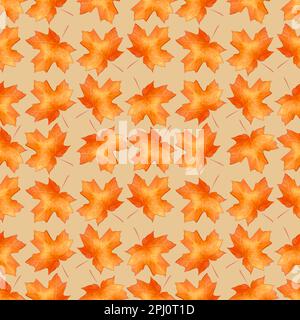 feuilles d'automne. motif sans couture peint en aquarelle de feuilles d'érable Banque D'Images