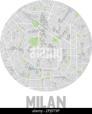 Icône carte minimaliste de la ville de Milan. Illustration de Vecteur