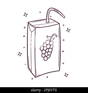 illustration vectorielle de la boîte de jus de raisin dessinée à la main Illustration de Vecteur