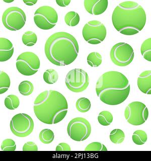 Balles de tennis vert motif sans couture. Équipement de sport. Motif balles de tennis sur fond blanc. Illustration vectorielle. Illustration de Vecteur