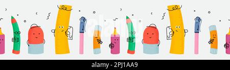 Retour à l'école, amusant main dessin de personnages, idéal pour les étudiants, les écoliers pour poster, fond ou couverture - conception vectorielle Illustration de Vecteur