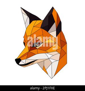 Logo Fox. Résumé tête de renard polygonale colorée. Visage de renard calme. Illustration vectorielle Illustration de Vecteur