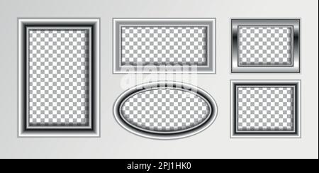 Ensemble de cadres blancs vides. Image blanche vierge cadres maquette modèle isolé sur fond transparent. Collection de vecteurs Illustration de Vecteur