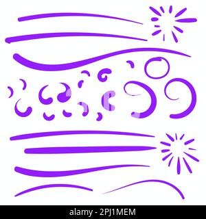 Logo Swoosh violet avec motif vectoriel dessiné à la main et motif accent sur la ligne Illustration de Vecteur