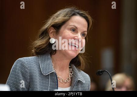 Washington, Vereinigte Staaten. 30th mars 2023. Robin Dunnigan comparaît devant une audience du Comité sénatorial des relations étrangères pour sa nomination à titre d'ambassadrice en Géorgie, dans l'édifice Dirksen du Bureau du Sénat à Washington, DC, jeudi, 30 mars 2023. Credit: Rod Lamkey/CNP/dpa/Alay Live News Banque D'Images