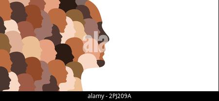 Formes de la tête dans différentes couleurs de peau - concept de diversité - illustration vectorielle Illustration de Vecteur