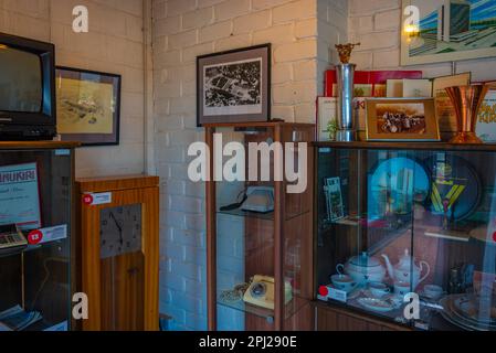 Tallinn, Estonie, 30 juin 2022 : exposition historique à l'intérieur de l'hôtel Viru dans la capitale estonienne, Tallin. Banque D'Images