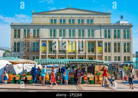 Leipzig, Allemagne, 9 août 2022: Vue de l'opéra de Leipzig, Allemagne. Banque D'Images