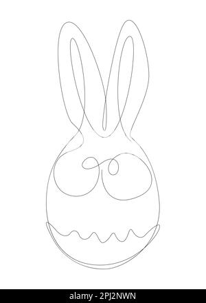 Une ligne continue d'œuf de Pâques avec des oreilles de lapin. Concept de vecteur d'illustration à trait fin. Dessin de contour idées créatives. Illustration de Vecteur