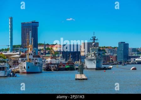 Göteborg, Suède, 10 juillet 2022 : navires militaires dans le port de Göteborg, Suède. Banque D'Images