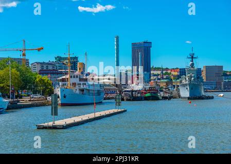 Göteborg, Suède, 10 juillet 2022 : navires militaires dans le port de Göteborg, Suède. Banque D'Images