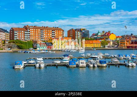 Karlskrona, Suède, 14 juillet 2022: Port de plaisance dans la ville suédoise Karlskrona. Banque D'Images