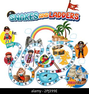 Illustration du modèle de jeu Snakes and Ladders Illustration de Vecteur