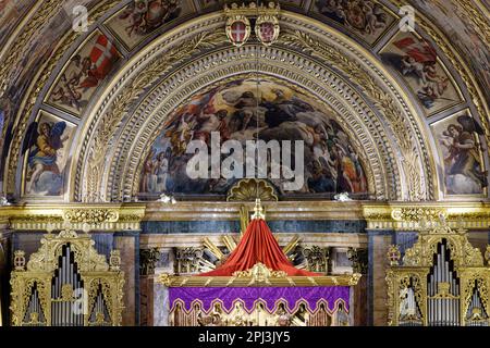 La Valette, Malte. 27th mars 2023. St. La co-cathédrale de Jean est une cathédrale catholique romaine située à la Valette, à Malte, dédiée à Saint Jean-Baptiste. Banque D'Images