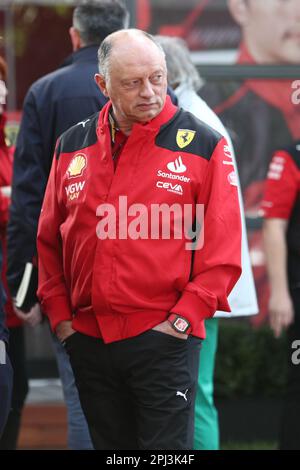 Albert Park, Melbourne, Victoria, Australie. 31st mars 2023. FIA Formula One World Championship 2023 - Formule 1 Rolex Australian Grand Prix - Scuderia Ferrari Team Chief Frederic Vasseur pendant le Championnat du monde de Formule 1 de la FIA 2023 crédit d'image : brett keating/Alay Live News Banque D'Images