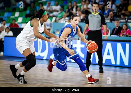 Espagne, Ténérife, 26 septembre 2018: La joueuse de basket-ball grecque Evanthia Maltsi en action pendant la coupe du monde de basket-ball féminin de la FIBA Banque D'Images