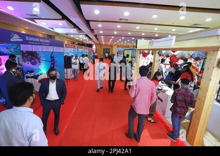 La foire touristique et de voyage de trois jours au Bangladesh commence au Centre international de conférences de Bangabandhu à Dhaka organisé par les voyagistes A. Banque D'Images