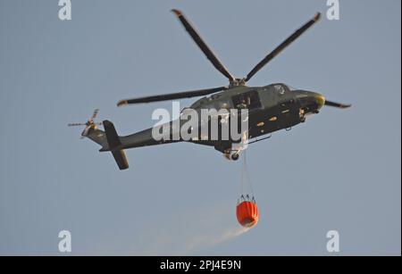 Irlande, Wicklow, Bray: '276' Agusta Westland AW.139 hélicoptère de l'Irish Air corps dans une opération de lutte contre l'incendie sur Bray Head. Banque D'Images