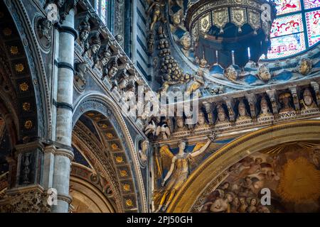 Chefs de papes dans la cathédrale de Sienne Banque D'Images