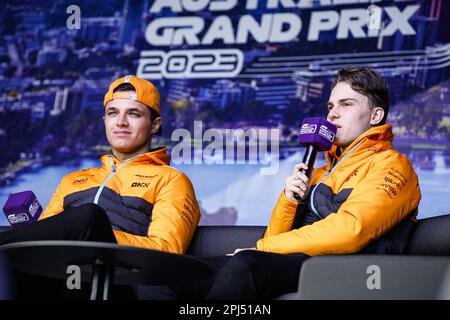 Melbourne, Australie. 31st mars 2023. Melbourne, Australie - 31/03/2023, Oscar PIASTRI (aus), McLaren F1 Team MCL60, portrait NORRIS Lando (gbr), McLaren F1 Team MCL60, portrait pendant le Grand Prix australien de Formule 1 Rolex 2023, 3rd tour du Championnat du monde de Formule 1 2023 de 31 mars à 2 avril 2023 sur le circuit Albert Park, À Melbourne, Australie - photo: Xavi Bonilla/DPPI/LiveMedia crédit: Agence de photo indépendante/Alamy Live News Banque D'Images