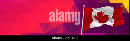 Grand drapeau canadien agitant dans le vent Banque D'Images