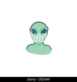 Vert extraterrestre avec de grands yeux. Créature extraterrestre avec une tête énorme Illustration de Vecteur