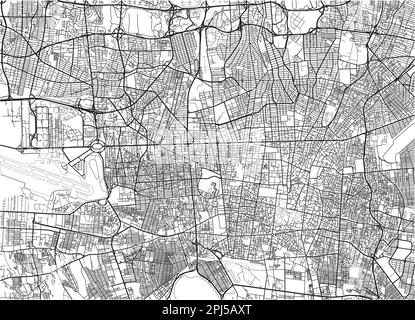 Carte de la ville de Téhéran à vecteur noir et blanc avec des couches séparées bien organisées. Illustration de Vecteur