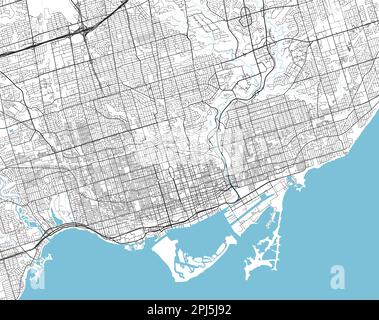 Carte de la ville de Toronto à vecteur noir et blanc avec des couches séparées bien organisées. Illustration de Vecteur