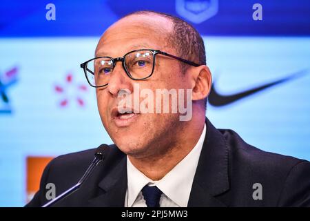 Paris, France. 31st mars 2023. Fédération française de football (FFF) Président par intérim Philippe DIALLO lors de la conférence de presse de l'équipe française de football féminin sur 31 mars 2023 au siège de la FFF à Paris, France - photo Matthieu Mirville/DPPI crédit: DPPI Media/Alamy Live News Banque D'Images