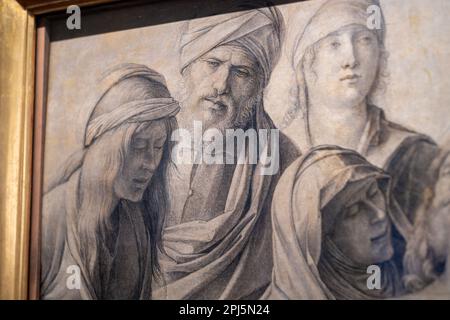 Détail de la Lamentation sur le Christ mort (vers 1500) par Giovanni Bellini, dans les Offices, Florence. Banque D'Images