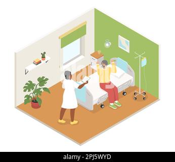 Visite d'un médecin - vecteur moderne illustration isométrique colorée Illustration de Vecteur