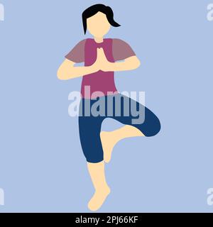 Femme sans visage faisant le yoga pose Flat simple Illustration Banque D'Images