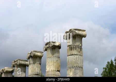 Colonnes de Lonic, Temple d'Athena, Priene, Turquie Banque D'Images