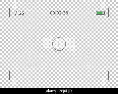 Cadre de photo vectoriel viseur écran de l'enregistreur vidéo affichage numérique sur fond transparent. Illustration de Vecteur