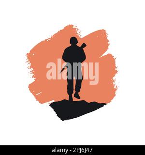 Silhouette de soldat de marche. Illustration vectorielle isolée. Illustration de Vecteur