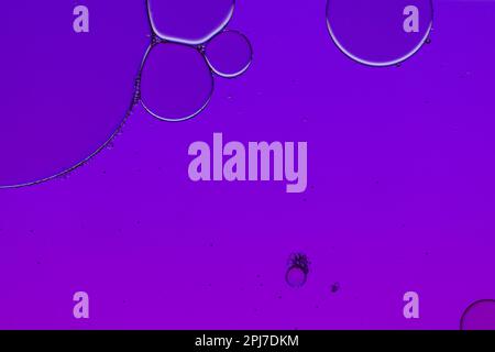Macro gros plan des bulles d'eau avec espace de copie sur fond violet Banque D'Images